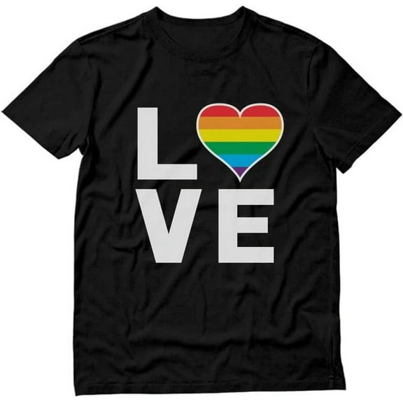 Pride Tshirt Love is Love Gay Mens Equality Rainbow LGBTQ Shirts for Men Small Black