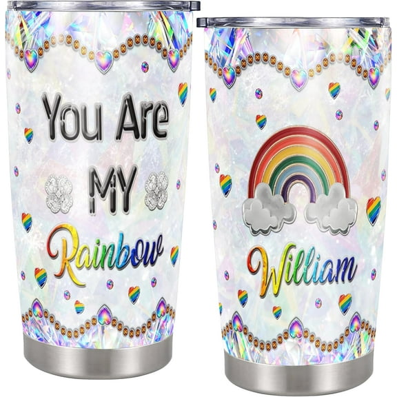 Pride Tumbler You Are My Rainbow Insulated Travel Coffee Mug Cup with Lids Stainless Steel 20 oz Personalized Gifts for LGBT Lesbian Gay Couple Anniversary