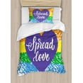 thumbnail image 1 of Pride Twin Size Duvet Cover Set, Spread Love Inspirational Hand Writing Heart Gay LGBT Parade Slogan Grungy Vibrant, Decorative 2 Piece Bedding Set with 1 Pillow Sham, Multicolor, by Ambesonne, 1 of 3