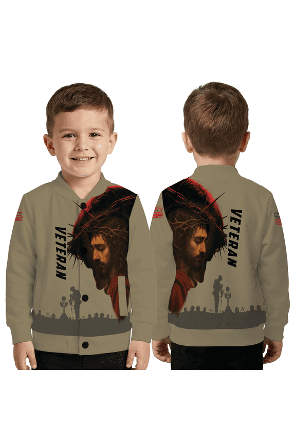 Pride Veteran Jesus Baseball Jacket, Christian Military Varsity Jacket, Faith & Service Soldier Prayer Outerwear