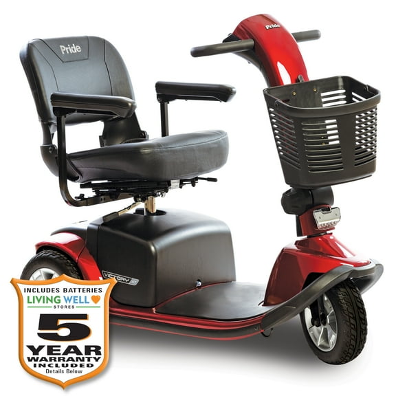 Pride Victory 10 3-Wheel Heavy Duty Mobility Scooter, 400 Lbs. Weight Capacity, with 5-Year Extended Warranty