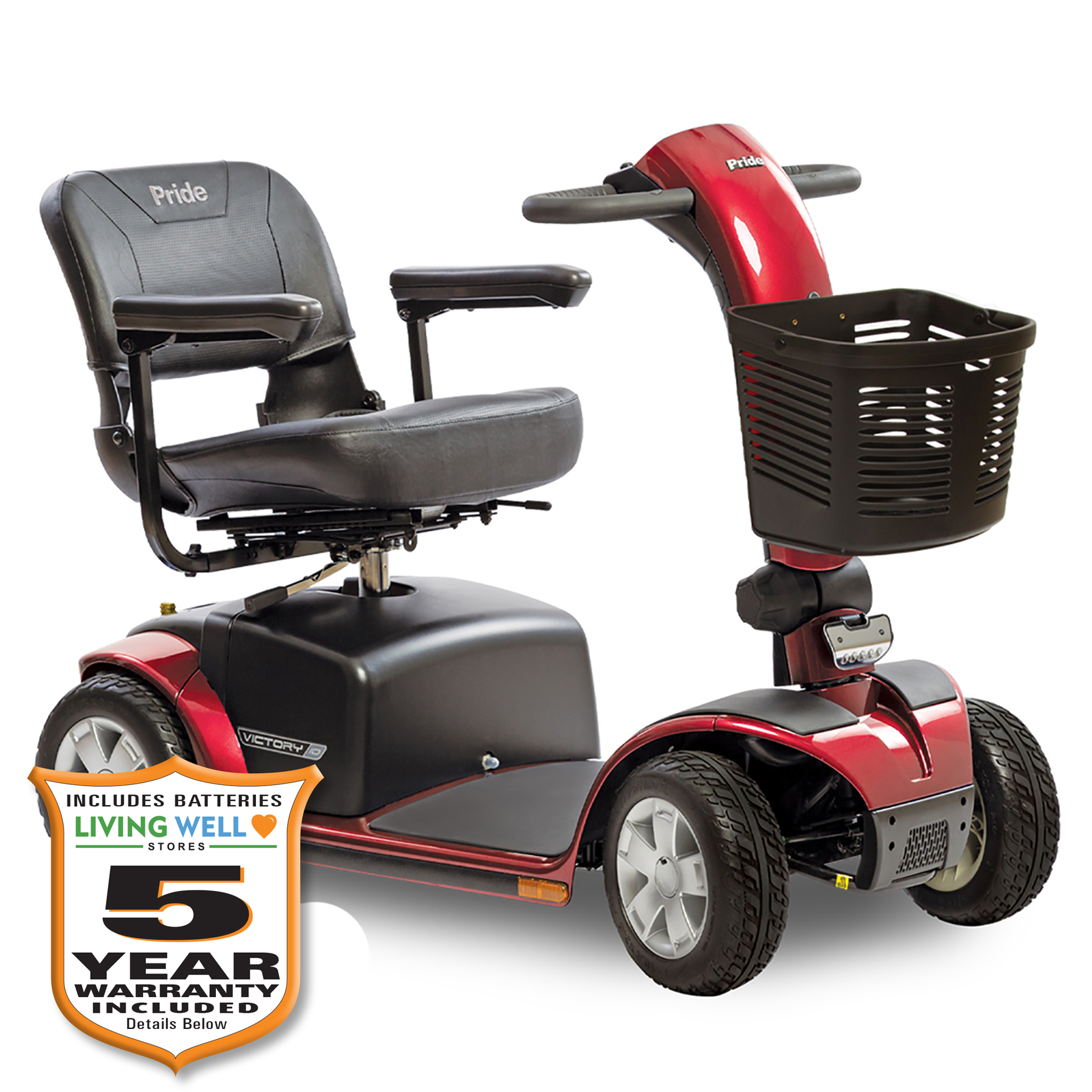 Pride Victory 10 4-Wheel Heavy Duty Mobility Scooter, 400 Lbs. Weight  Capacity, With 5-Year Extended Warranty