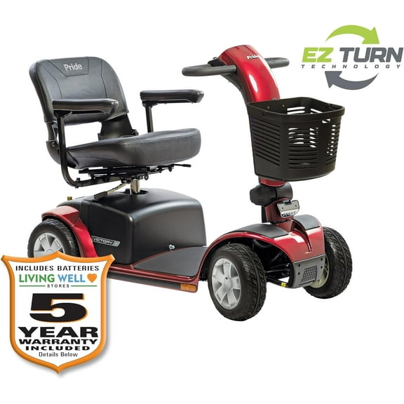 Pride Victory 10 4-Wheel Scooter, EZ Turn Technology, 400 lbs. Weight Capacity, with 5-Year Extended Warranty