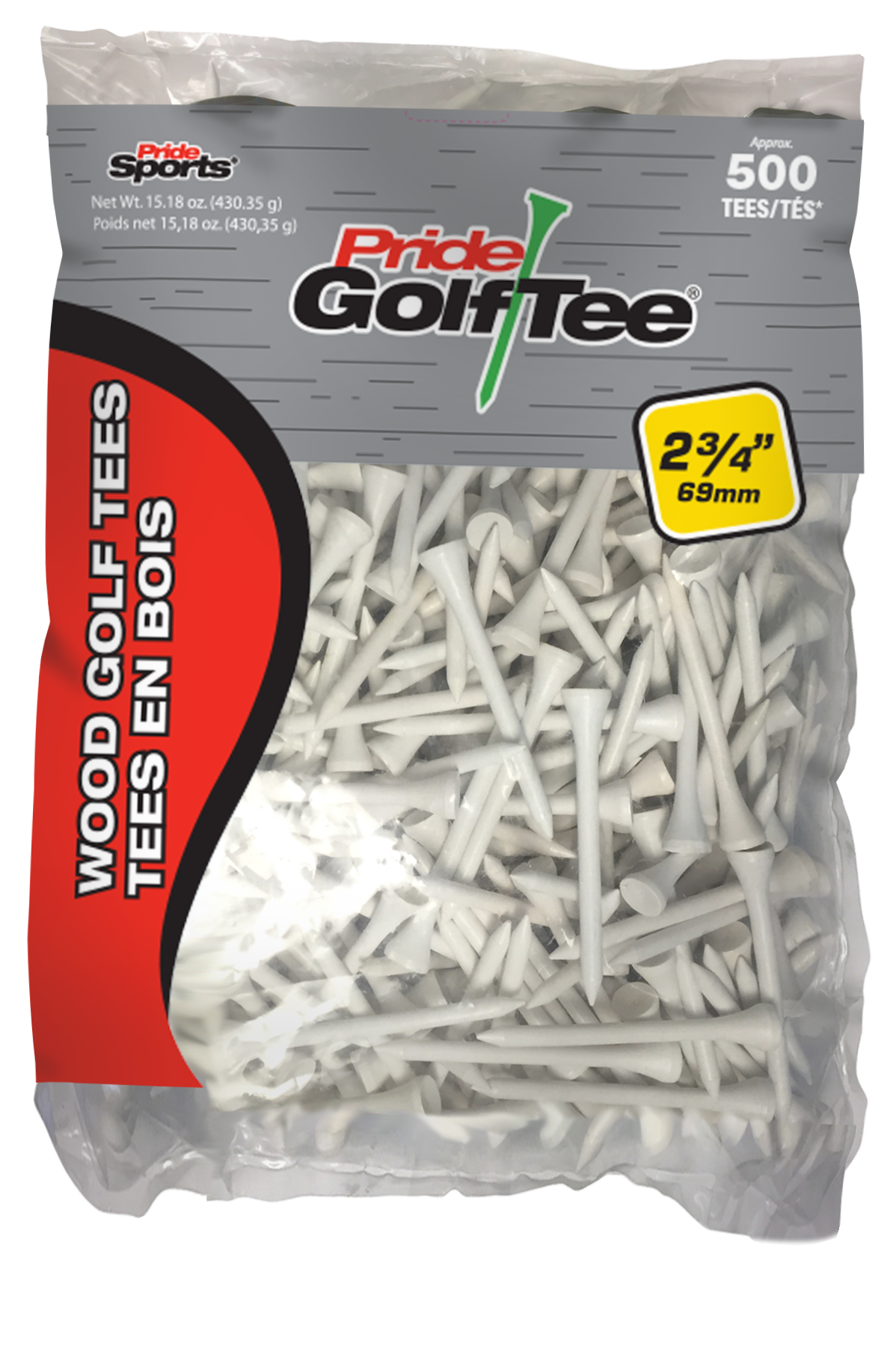 Pride Wood Golf Tee, 2-3/4 inch, White, 500 Count - image 1 of 8
