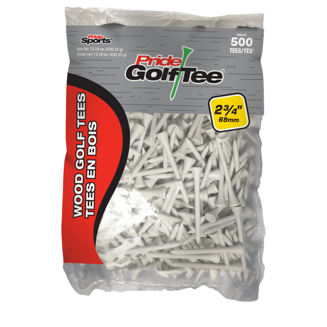 Pride Wood Golf Tee, 2-3/4 inch, White, 500 Count