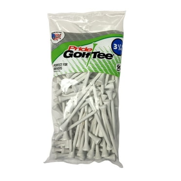 Pride Wood Golf Tee, 3-1/4", White, 90 Count