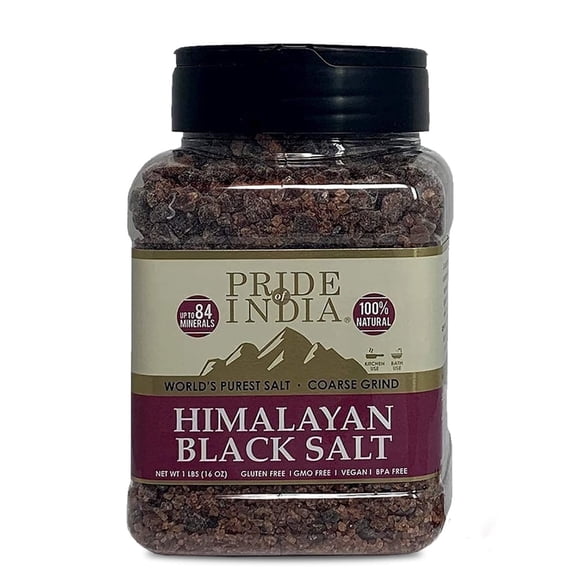 Pride of India Himalayan Black Salt, Coarse Grind, 1 lb Jar, Ideal for Grinders & Cooking