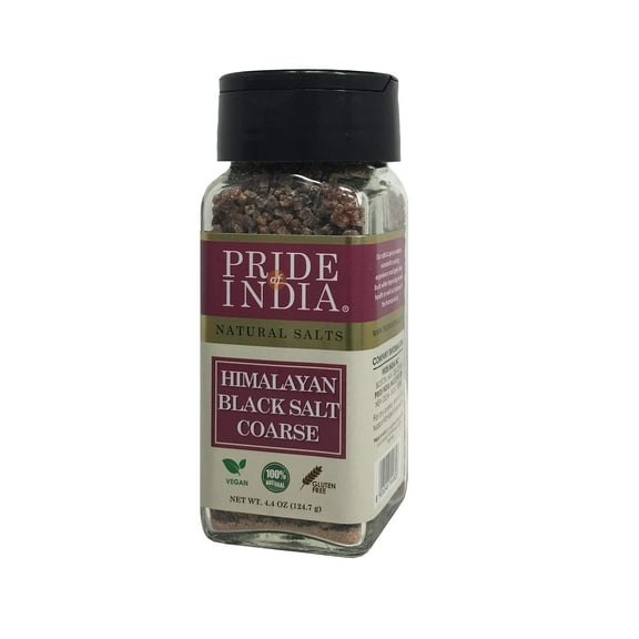 Pride Of India- Himalayan Black Rock Salt, Coarse Grind, (4.4 oz)- Kala Namak, Contains 84+ Minerals, Perfect for Cooking, Tofu Scrambles