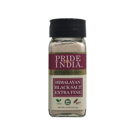Pride Of India Himalayan Black Salt (Kala Namak), Extra-Fine Grind, 4.0 oz, Vegan, Gluten-Free & Non-Bioengineered, Natural Egg-Like Flavor, Ideal for Tofu Scramble