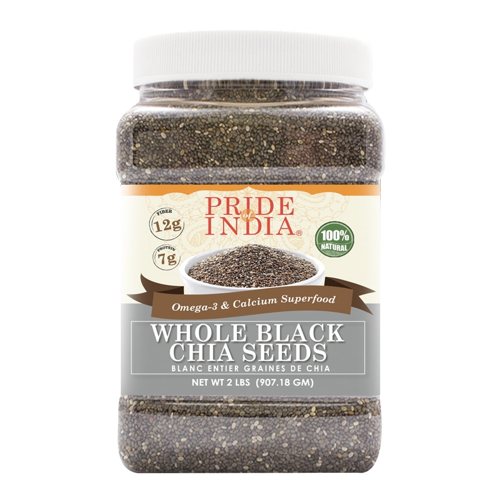 Pride of India Black Chia Seeds, 2 lbs | Omega-3, Fiber Rich Superfood | Vegan, Gluten-Free