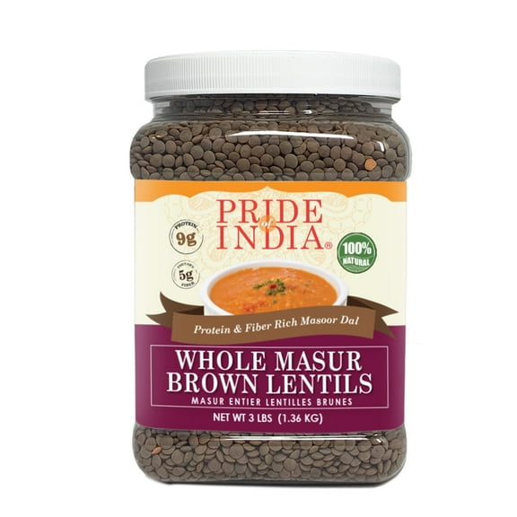 Pride of India Indian Whole Brown Crimson Masur Lentils, 3 lb