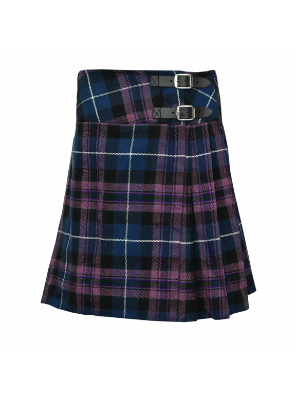 Pride of Scotland Ladies Knee-Length Kilt Skirt 16" Tartan Pleated Design, Classic Scottish Style for Casual & Formal Wear