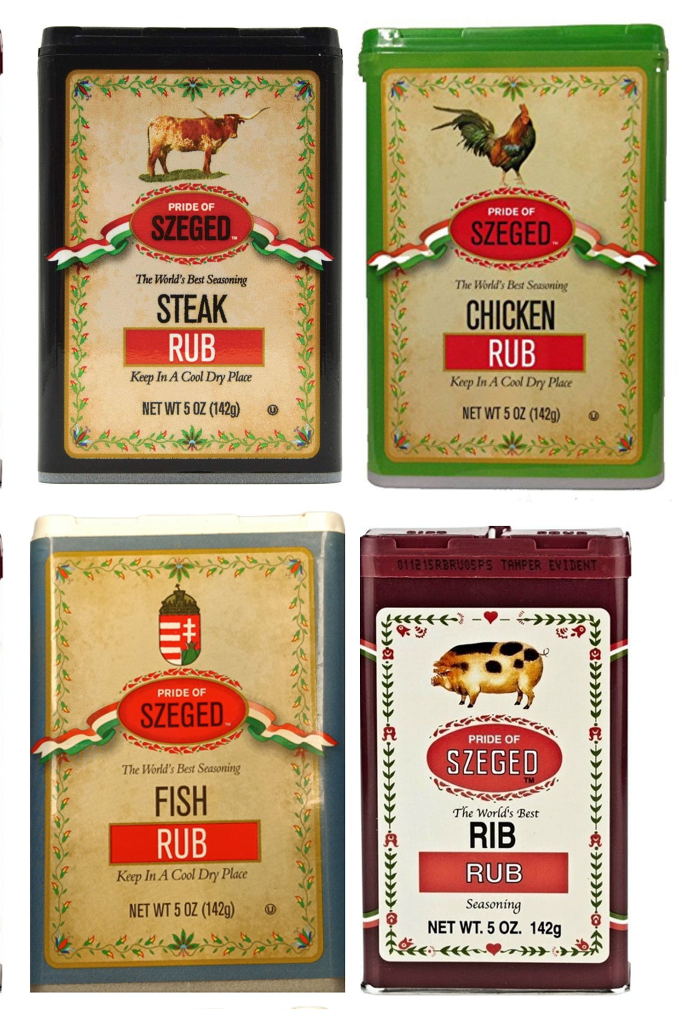 Pride of Szeged 4 Pack Deal Steak, Chicken, Fish, and Rib Rubs