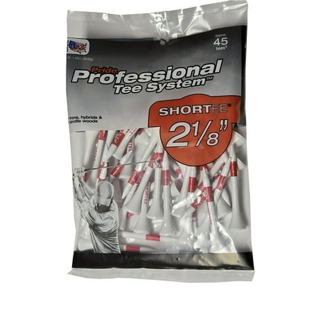 PrideSports 2-1/8" White Golf Tees, 45-Count, Pride PTS, Wood Tees for Irons & Hybrids