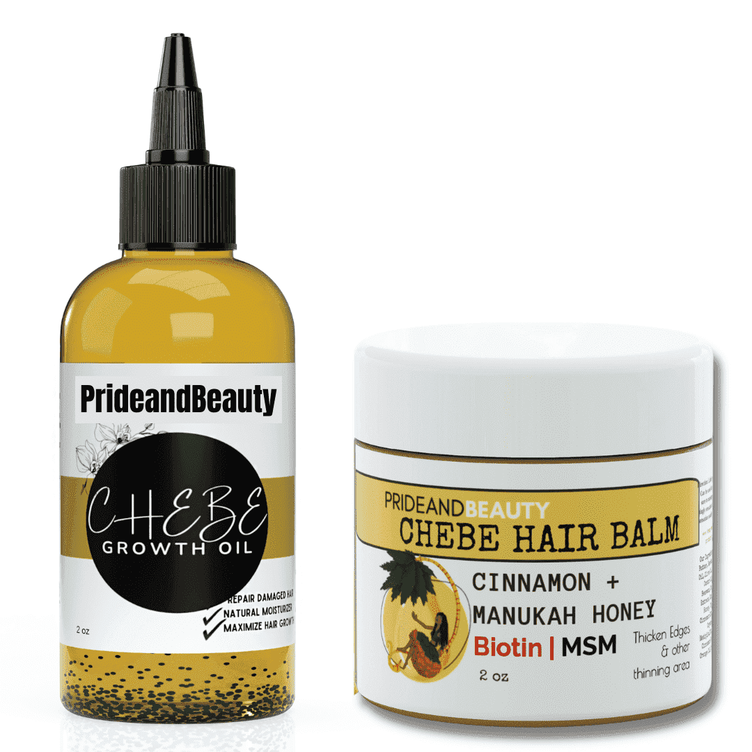 PrideandBeauty Chebe Hair Oil & Balm Bundle – Natural Hair Oil and Balm for Hair Growth & Strengthening