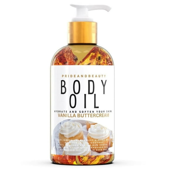Prideandbeauty Vanilla Butter Cream Body Oil, After Shower Moisturizer for Glowing Skin, Lightweight and Fast-Absorbing with Natural Oils, 4 fl oz