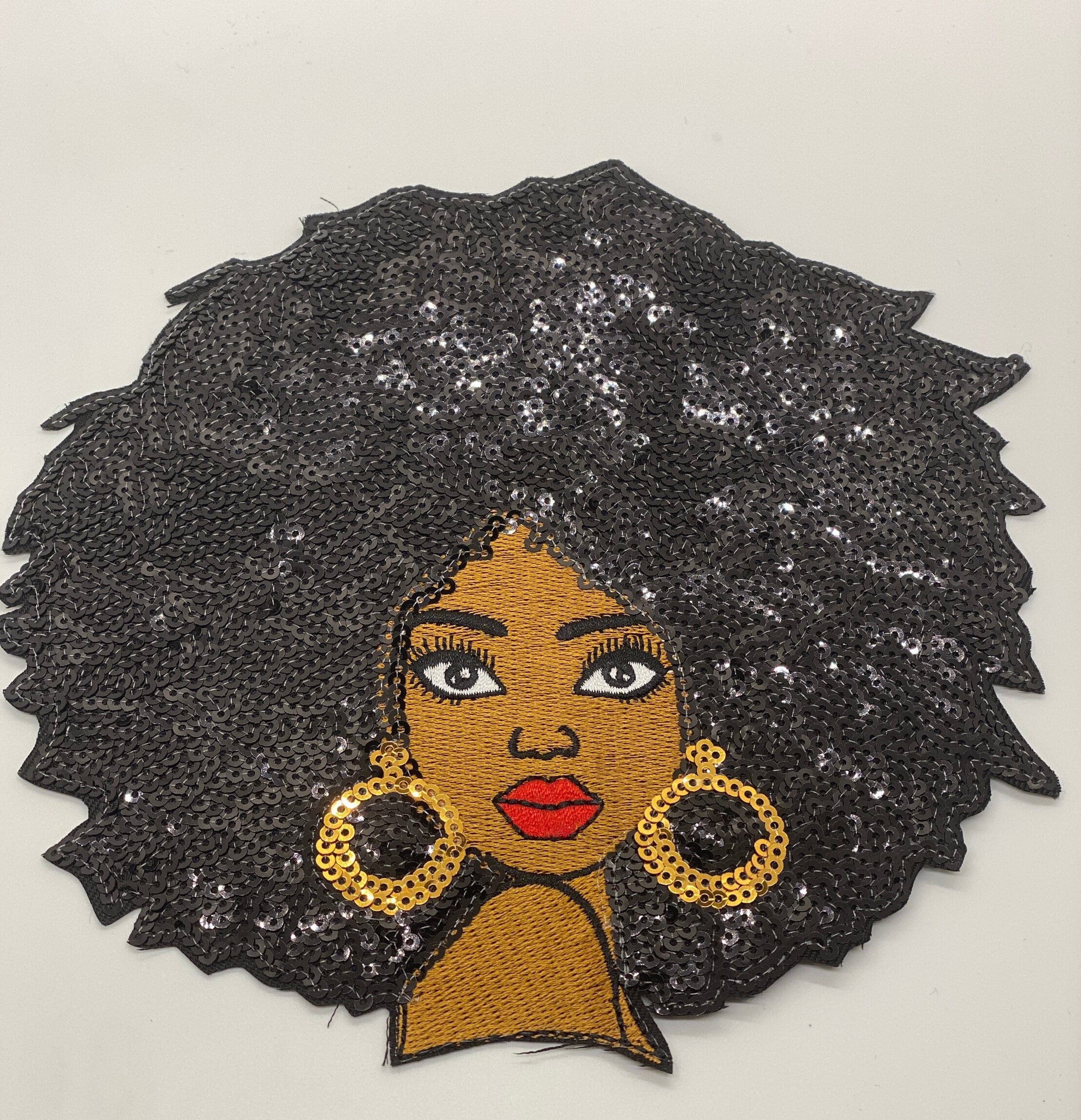 Prideful Patchez, Sassy Patch, Sequin Patch, Afro Patch, Embroidery Patch, Sequins, Iron on Patch, Sew on Patch