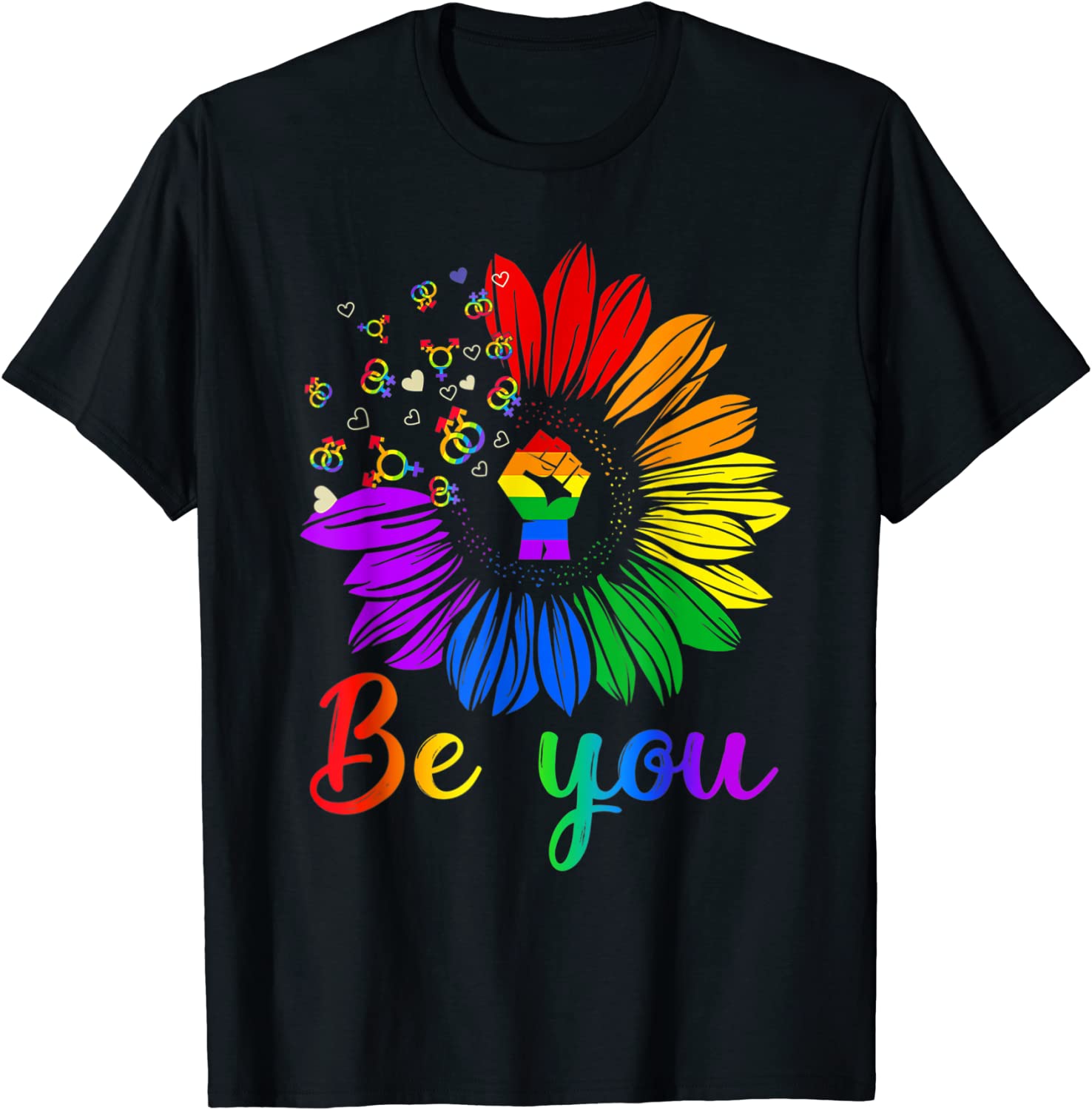 Prideful Sunflower LGBT Rainbow T-Shirt - image 1 of 5