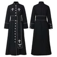 thumbnail image 1 of Priest Gothic Robe Halloween Outfit Minister Vestment For Adults Party Carnival, 1 of 7