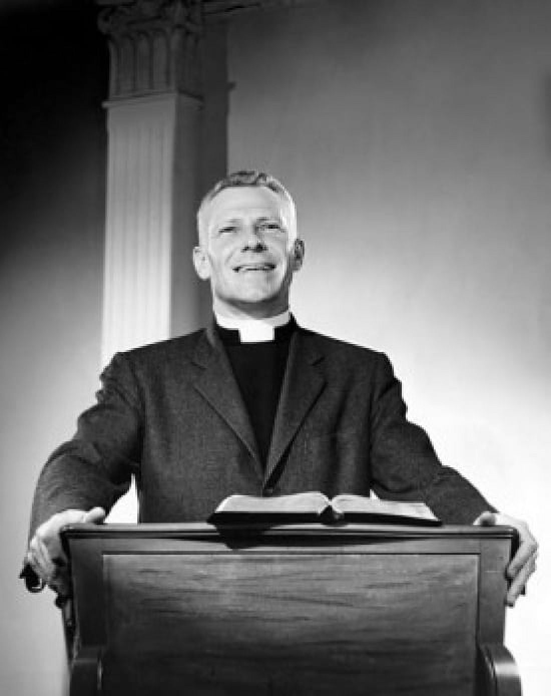 Priest standing at a lectern and preaching Canvas Art - (24 x 36)