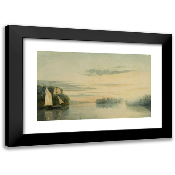 Prilidiano Pueyrredòn 24x16 Black Modern Framed Museum Art Print Titled - Landscape (Three Mouths Tigre) (Between 1840 and 1870)