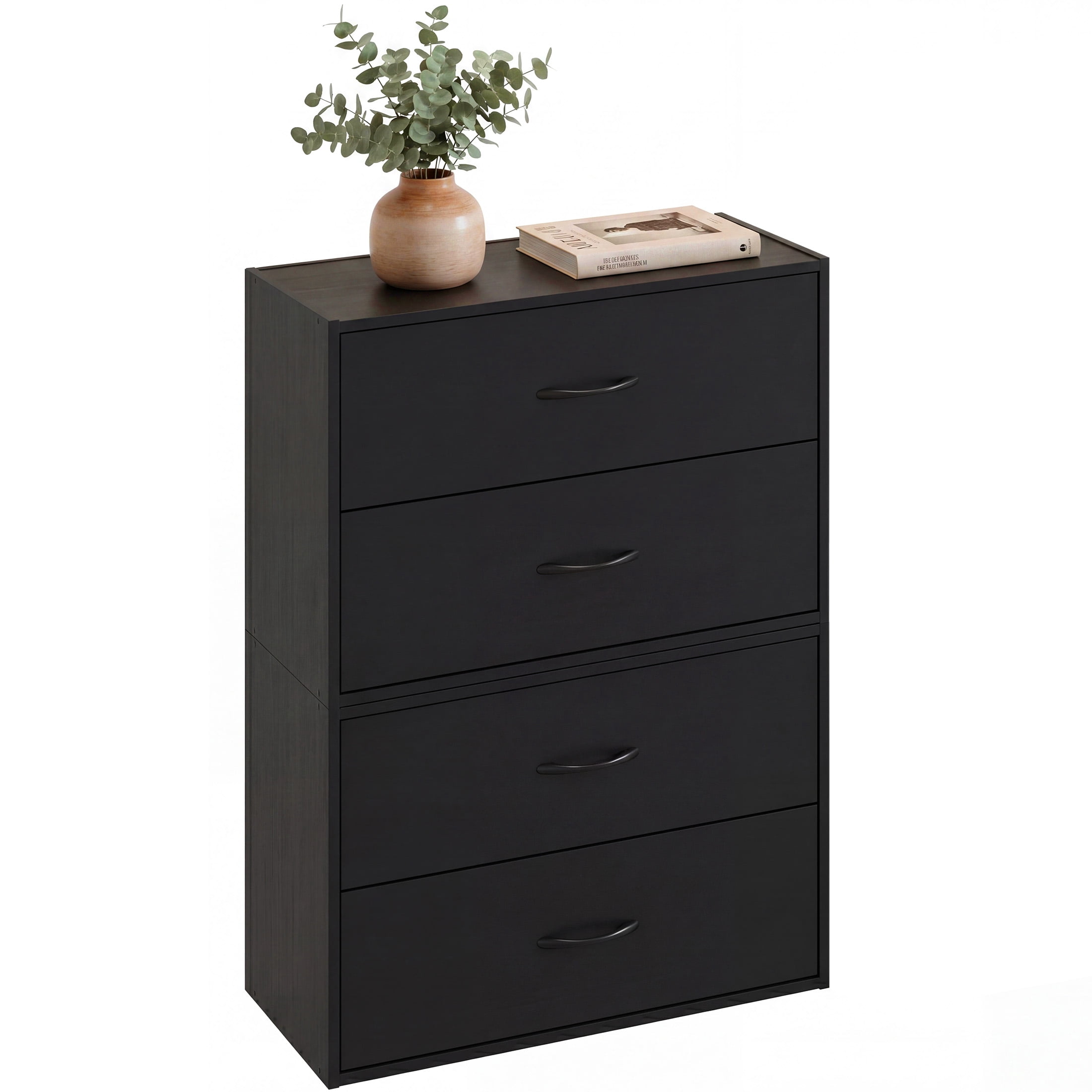Prilinex 2 Drawer Dresser for Bedroom Set of 2, Stackable Storage Drawers Closet Organizers and Storage, Modern Wood Dressers with Anti-Tip for Bedroom, Living Room, Black