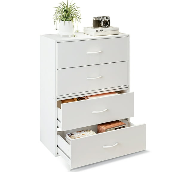 Prilinex 2-Drawer Dresser Set of 2 Stackable Storage Cabinet with Handles & Anti-Tip Design for Closet Storage, White Organizer for Bedroom, Office, Living Room