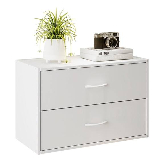 Prilinex 2-Drawers Dresser for Closet, White Dresser for Bedroom, Wooden Small Drawer Chest, Stackable Storage Cabinet for Living Room, Entryway, Home Office