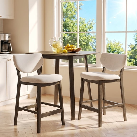 Prilinex 3 Piece Dining Set, Modern Table and Bar Stools for 2 - 26Kitchen Counter Height Bar Stools & Wood Square Table for Living Room Small Space Restaurant