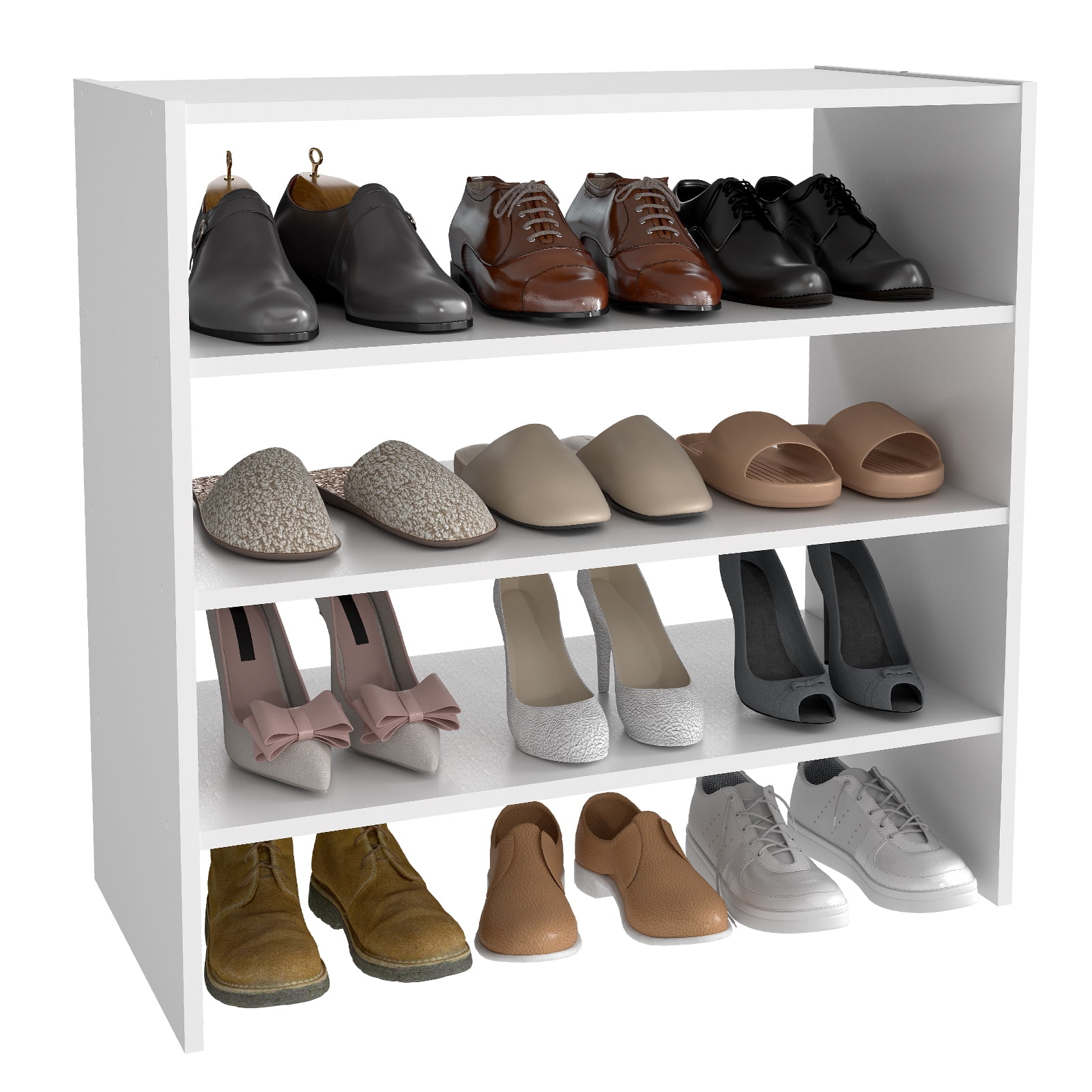 Prilinex 2-Tier Shoe Rack Organizer Set of 2, Stackable White Shoe Shelf, Wooden Freestanding Shoe Shelves for Closet, Entryway & Office, Holds Up to 12 Pairs