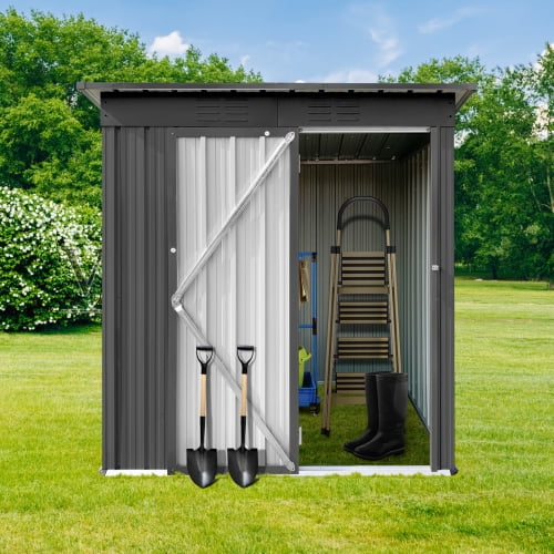 Prilinex 5' x 4' Outdoor Storage Shed Metal Shed with Lockable Doors for Garden Patio Backyard, Grey