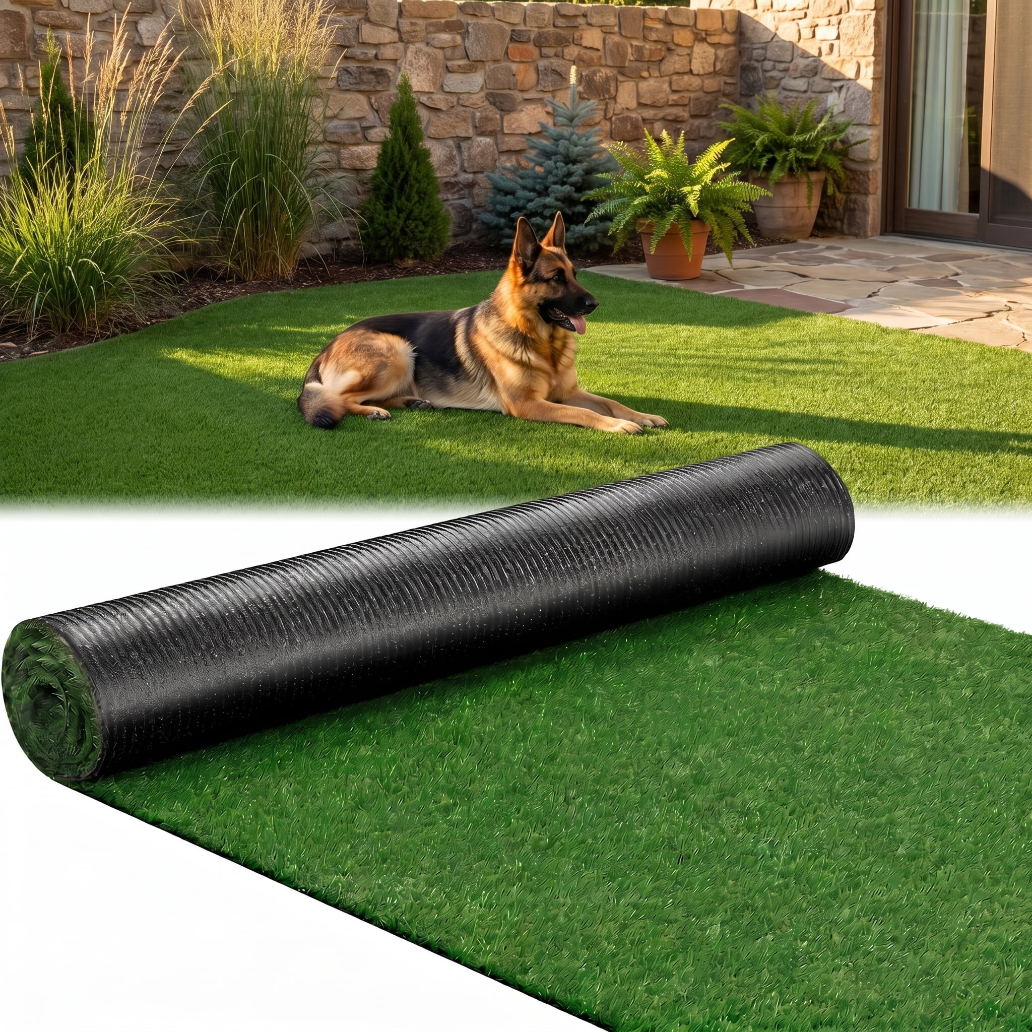 Prilinex 6.5 x 10 Ft Artificial Grass Turf Waterproof Outdoor Rug Artificial Turf for Dog, 0.4"H