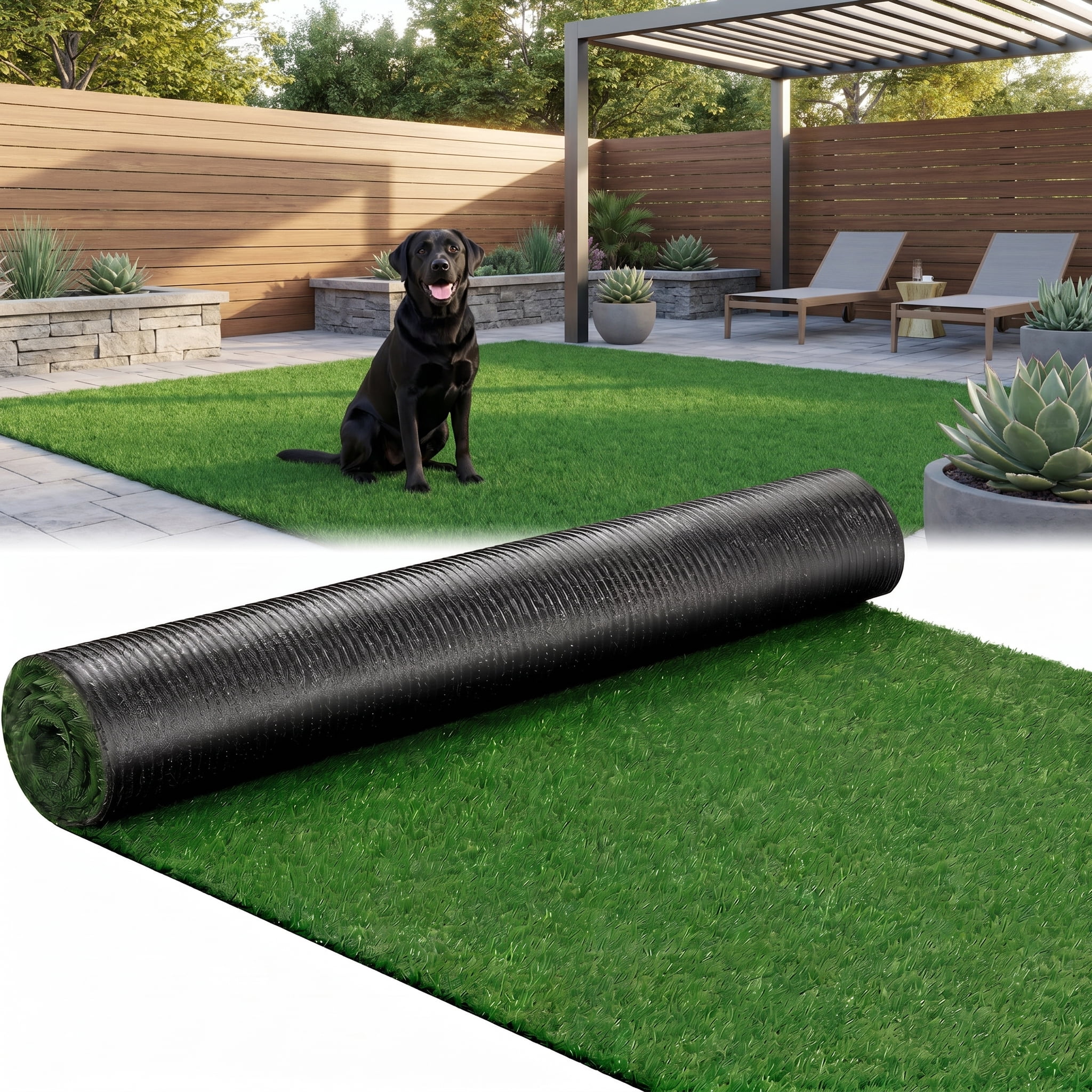 Prilinex 7 x 12 Ft Artificial Grass Turf Waterproof Outdoor Rug Artificial Turf for Dog, 0.4"H