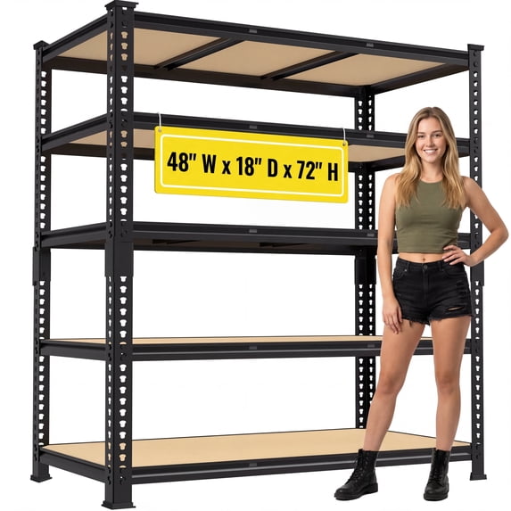 Prilinex 72" H Garage Shelving 2500 LBS 5 Tier Heavy Duty Storage Shelves, Adjustable Shelf Unit for Garage Pantry Closet, Utility Organizer Rack for Basement 48" W x 18" D x 72" H