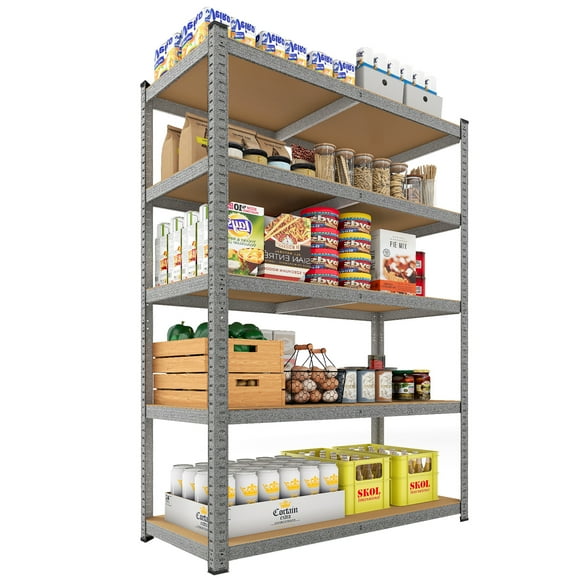 Prilinex 5-Tier Storage Shelves, Heavy Duty Garage Shelving , Adjustable Metal Rack Shelf for Basement, Warehouse,Pantry,72" H x 36" W x 16" D,Gray