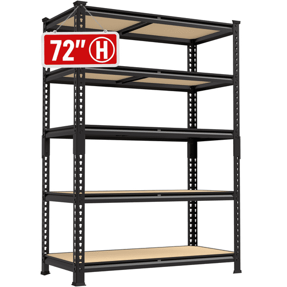 Prilinex 72"H Storage Shelves Unit 5 Tier Adjustable Metal Shelving for Garage,12"D x 28"W x 59"H