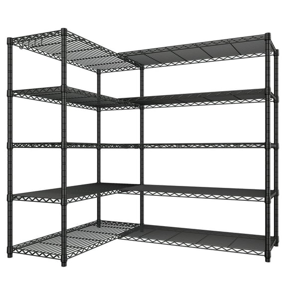 Prilinex 72"W Storage Shelves Load 1750LBS Wire Shelving Unit 5 Tier Garage Shelving Adjustable Metal Shelves Heavy Duty Organizer Rack for Pantry Kitchen, 72"W x 16"D x 76"H