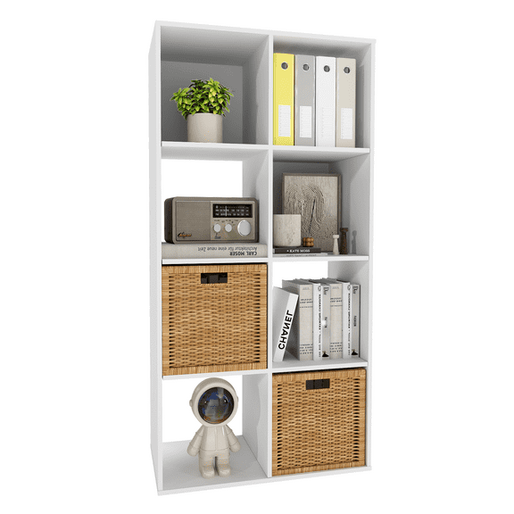 Prilinex 8 Cube Storage Organizer, Cubical Storage Shelf, Stackable Wooden Bookshelf, Cubbies Storage Shelves for Toy Clothes Tableware Book Organization, White Cube Shelf