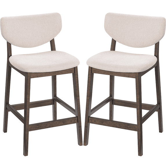 Prilinex Kitchen Bar Stools Set of 2, 26 Inch Counter Height Barstools, Island Chairs with High Backrest & Solid Wood Legs, Counter Stools for Kitchen Island, Pub