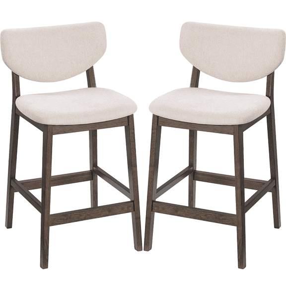 Prilinex Kitchen Bar Stools Set of 2, 26 Inch Counter Height Barstools, Island Chairs with High Backrest & Solid Wood Legs, Counter Stools for Kitchen Island, Pub