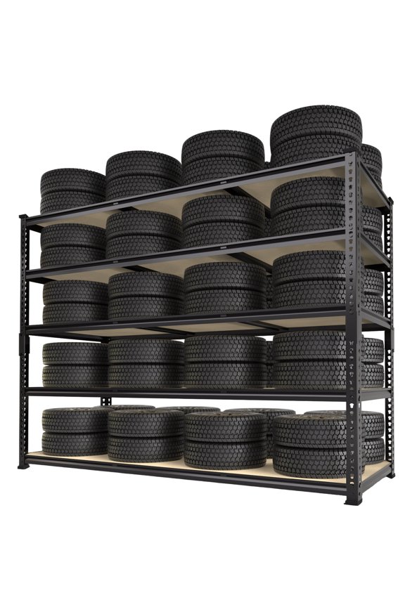 "Prilinex 5-Shelf Boltless Adjustable Steel Storage Shelf, Freestanding, 35.5"" x 16"" x 71"", Black"