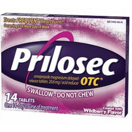 Prilosec OTC Acid Reducer, Delayed-Release Tablets, Wildberry 14 ea (Pack of 2)