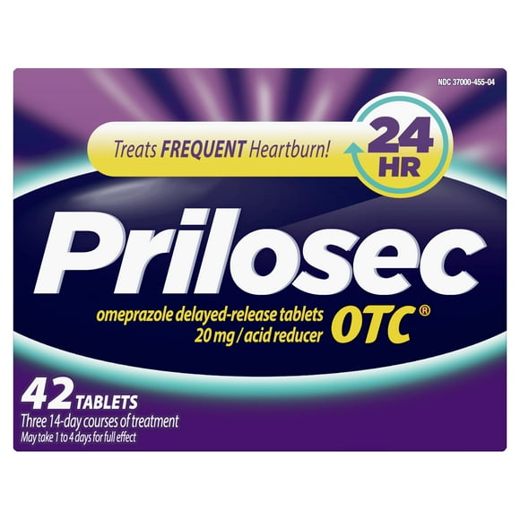 Prilosec OTC Omeprazole 20mg Acid Reducer, Frequent Heartburn Medicine, Unflavored, 42 Count