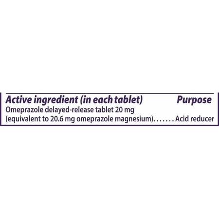 Prilosec OTC Omeprazole 20mg Delayed-Release Acid Reducer for Frequent Heartburn, 42 tabs