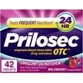 thumbnail image 1 of Prilosec OTC, Omeprazole Delayed Release 20mg, Acid Reducer, Treats Frequent Heartburn for 24 Hour Relief, All Day, All Night*, 20mg, Wildberry Flavor, 42 Tablets, 1 of 6