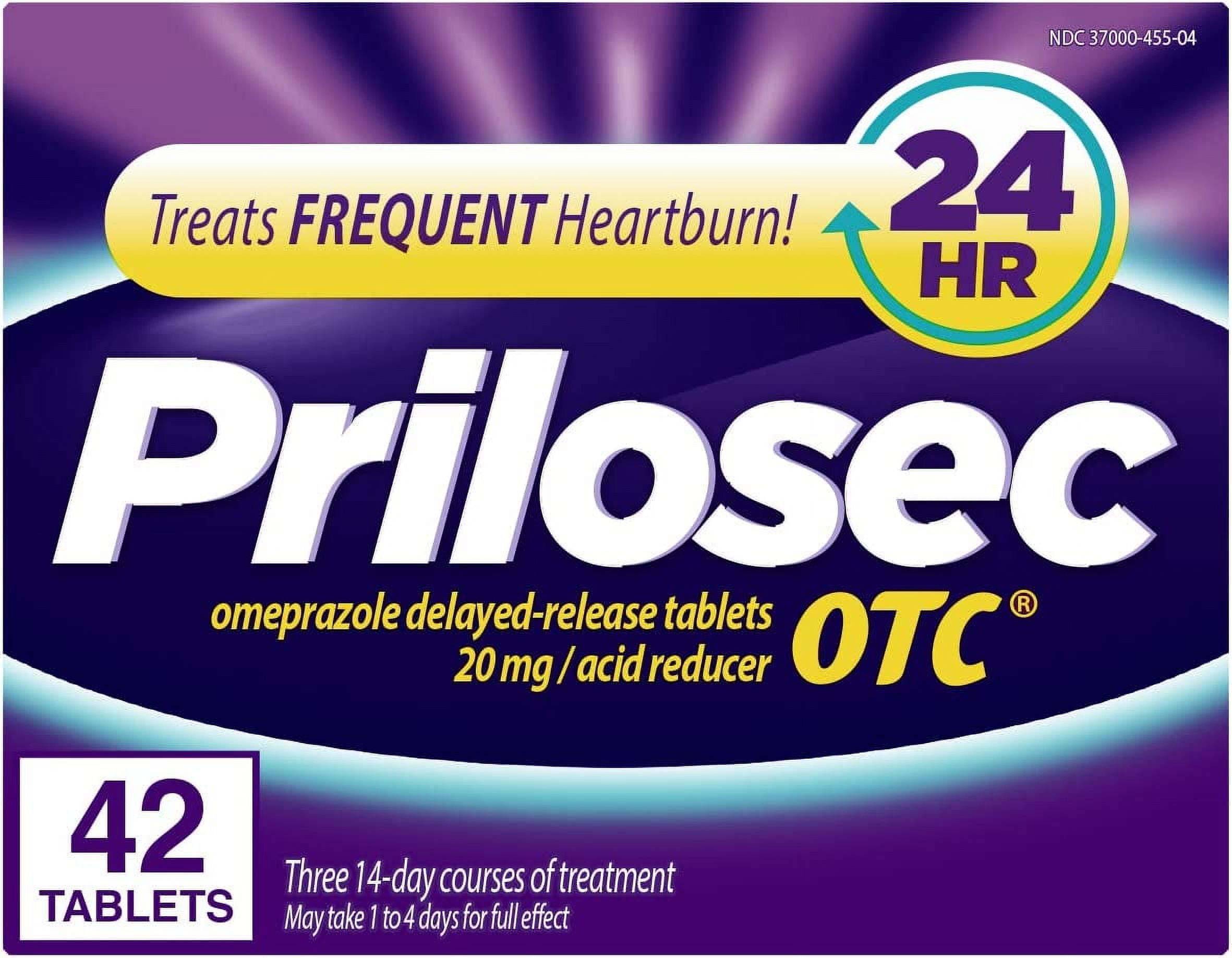 Prilosec OTC, Omeprazole Delayed Release, Acid Reducer, Treats Frequent Heartburn for 24 Hour Relief*, #1 Doctor Recommended Brand**, 42 Tablets