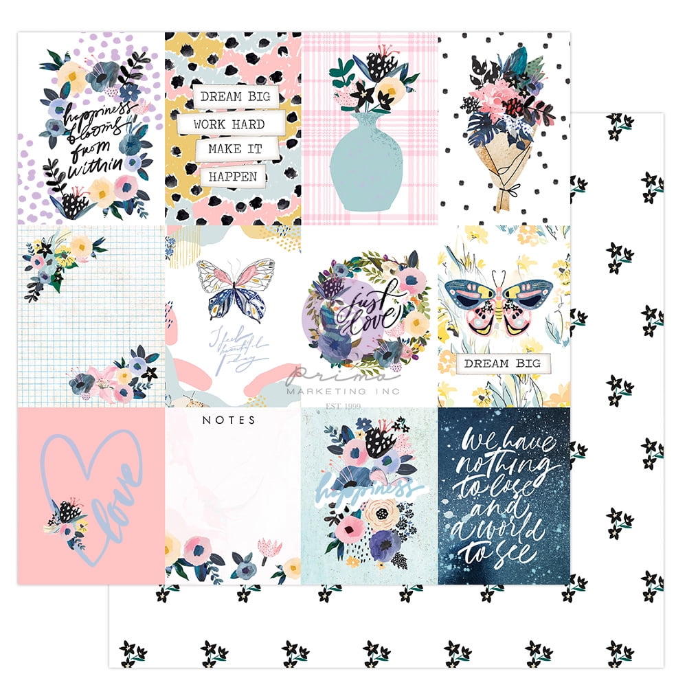 Prima 12x12 Sheet - Spring Abstract Collection - Happiness Blooms 655350850388 Spring Abstract By Prima Marketing Journal Kit Scrapbook Supplies Material For Craft Notebooks Decoupage Album Art