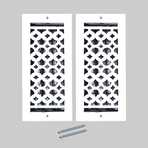 Prima Decorative Hardware Cast Aluminum Floor Register 4″ X 10″ VR-100 Pack of 2 - White, With holes and matching screws