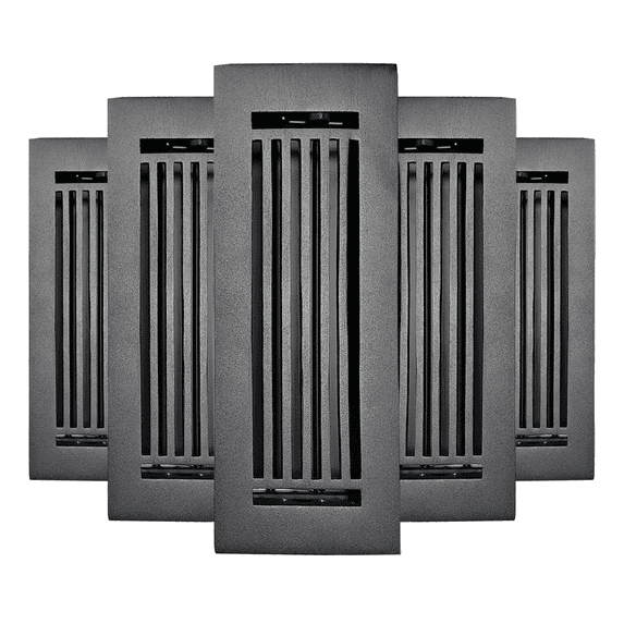 Prima Decorative Hardware Cast Aluminum Floor Register Size 3″ X 10″ VR109 Pack of 5 - Black, No Holes