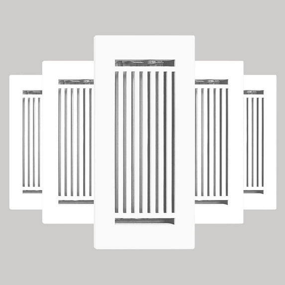 Prima Decorative Hardware Cast Aluminum Floor Register Size 4" X 10" VR109 Pack of 5 - White, No Holes